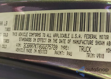 2016 Ram 1500 Express из США, поврежденный, VIN 3C6RR7KT0GG275720